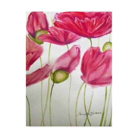 Cherie Roe Dirksen 'Pink Poppies On White' Canvas Art,35x47